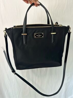 kate spade Black Nylon Double-Zip Satchel with Removable Strap